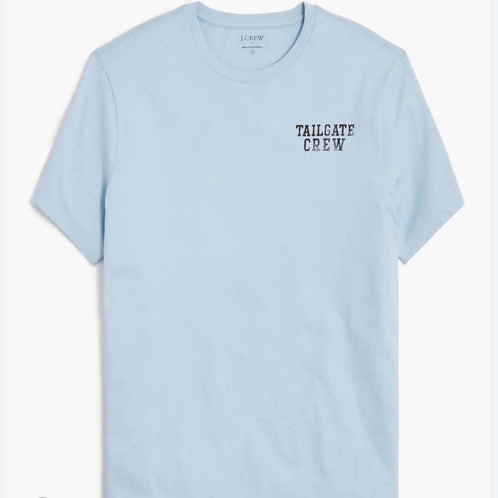 NWT J.Crew Men’s Blue tee shirts with Tailgate crew on front & picture on back.